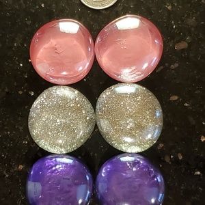 Glass Magnets :: Pink, Purple, Silver Glitter